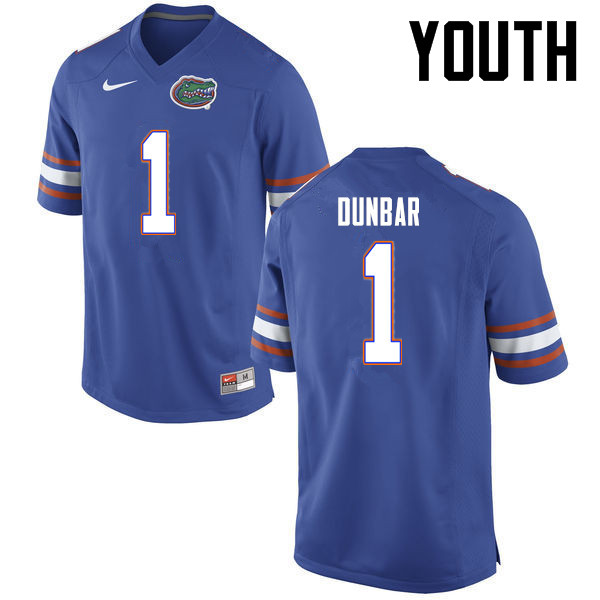 Youth Florida Gators #1 Quinton Dunbar College Football Jerseys-Blue - Click Image to Close